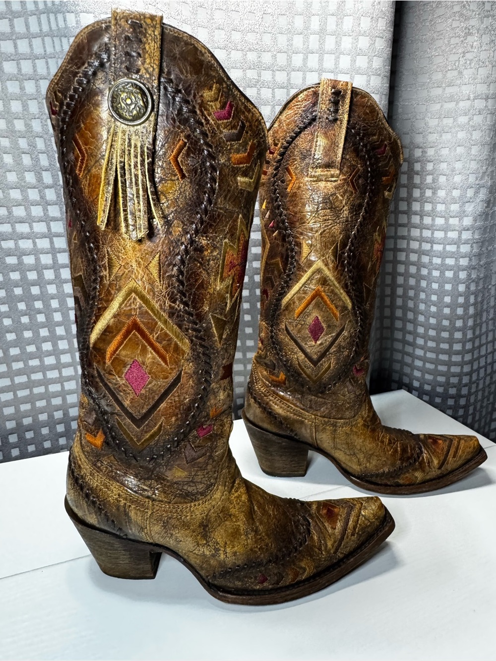 Corral Aztec Embroidered Snipe Toe Western Cowgirl Boot C2872 SZ 7M
